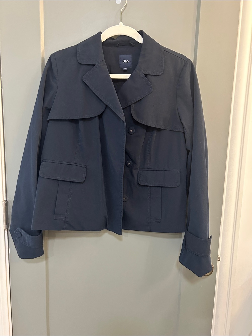 GAP Navy Short Trench Jacket women’s size medium